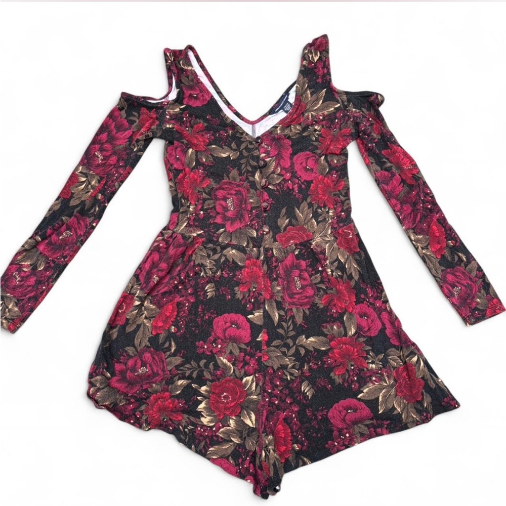 American Eagle Floral Cold Shoulder Romper